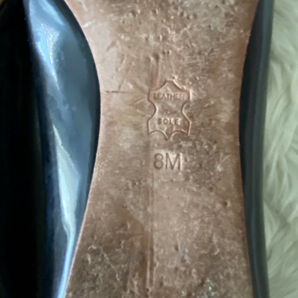 ory Burch Black Square Toe Gold Logo Patent Sz 8 - Picture 8 of 8